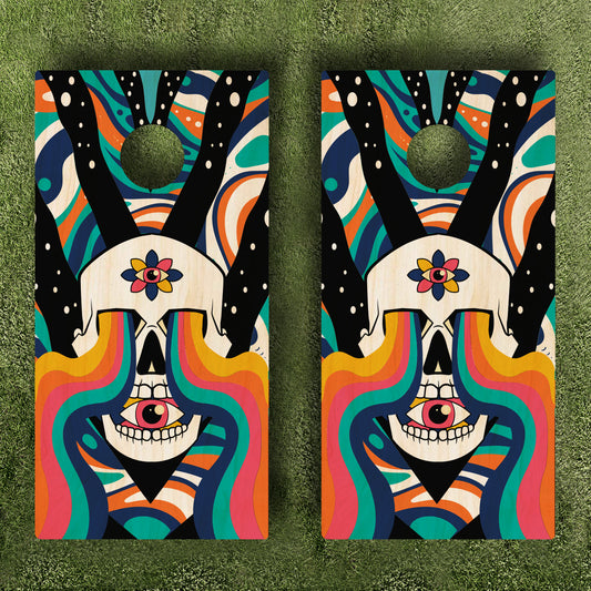 Psychedelic Skull Cornhole Boards